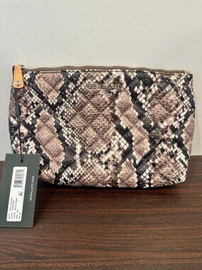 MZ Wallace Zoey Cosmetic Pouch • Brown Snake • NWT • Discontinued